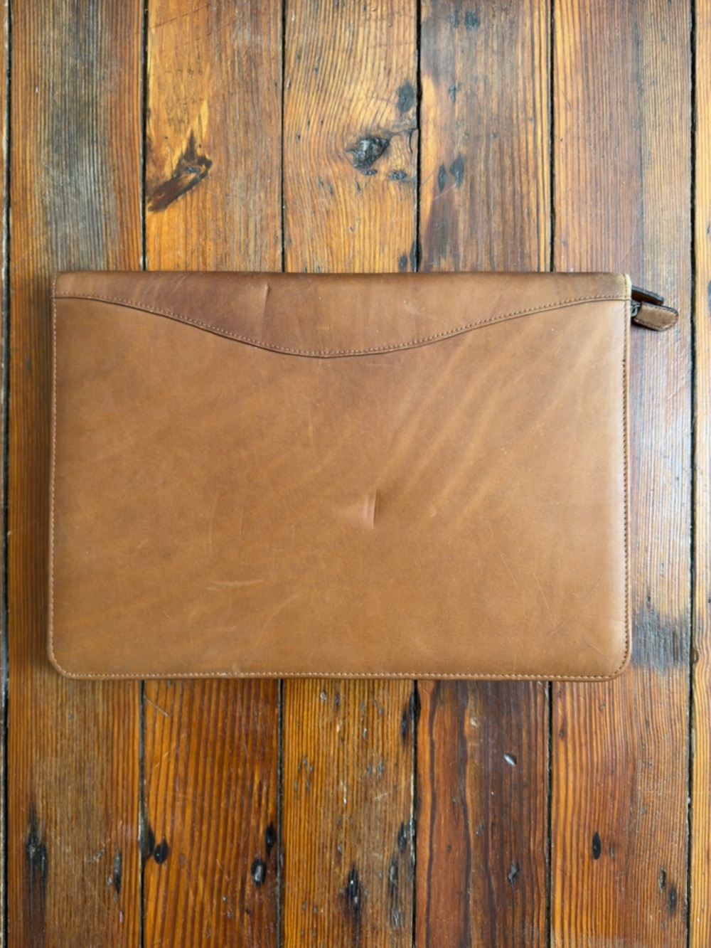 Vintage Boulder Ridge brown leather zip portfolio 9x13